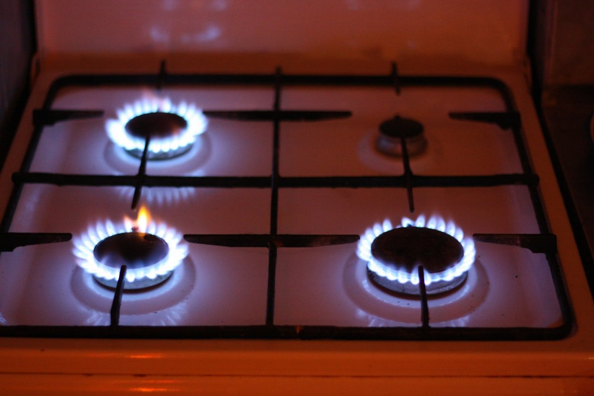 White and black gas cooker appliance