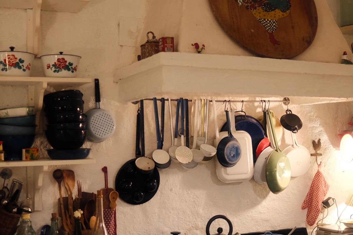Kitchen with cookware and utensils