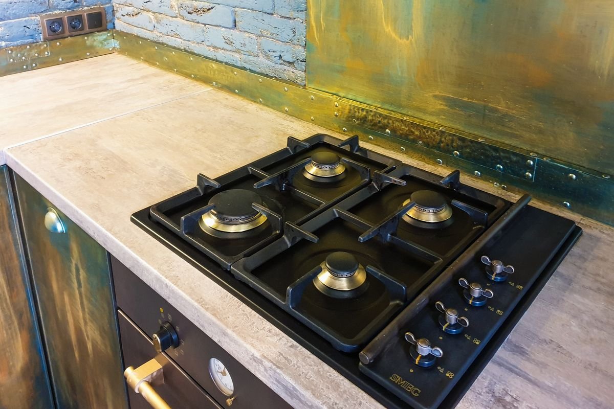 Sleek modern gas hob on a kitchen counter