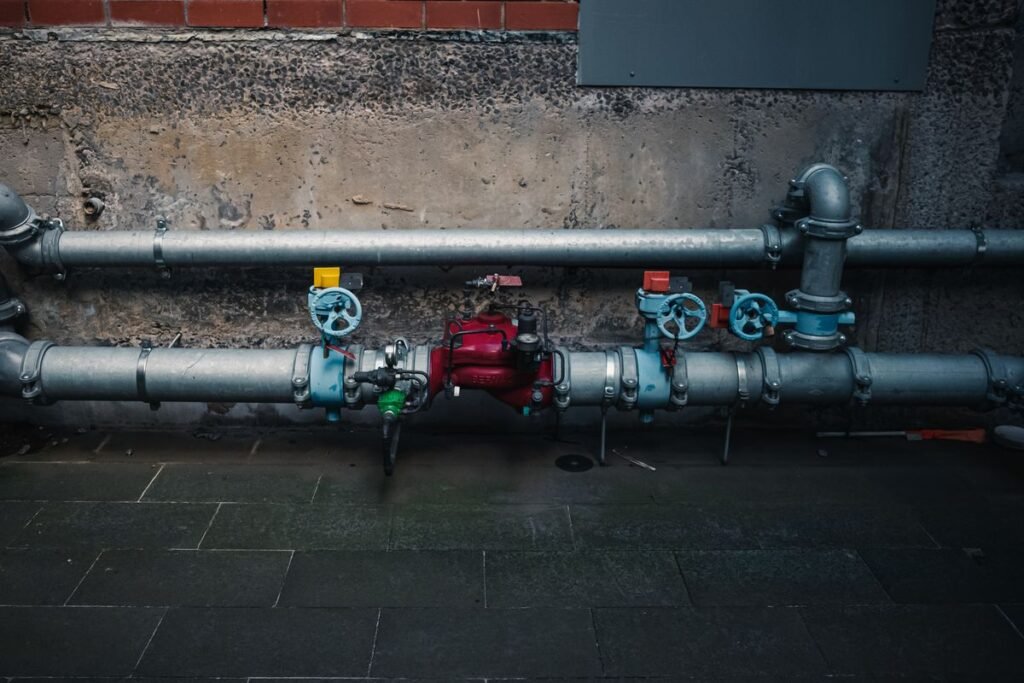 Isolation valves on domestic water pipework used to shut off a leaking pipe
