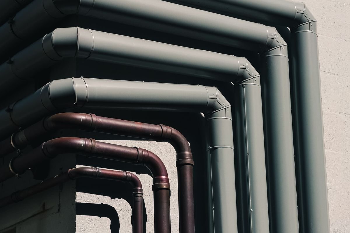 Pipes on an exterior wall