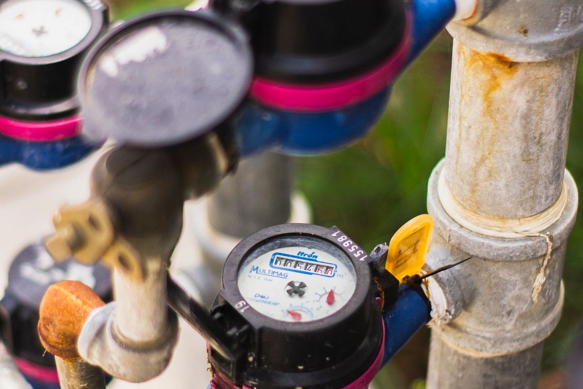 Water meters connected by pipes